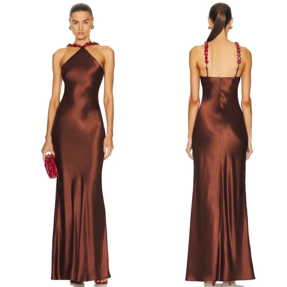 Staud cadence silk maxi dress in Clove brown size US 10 NEW! New with tags! - Picture 12 of 13